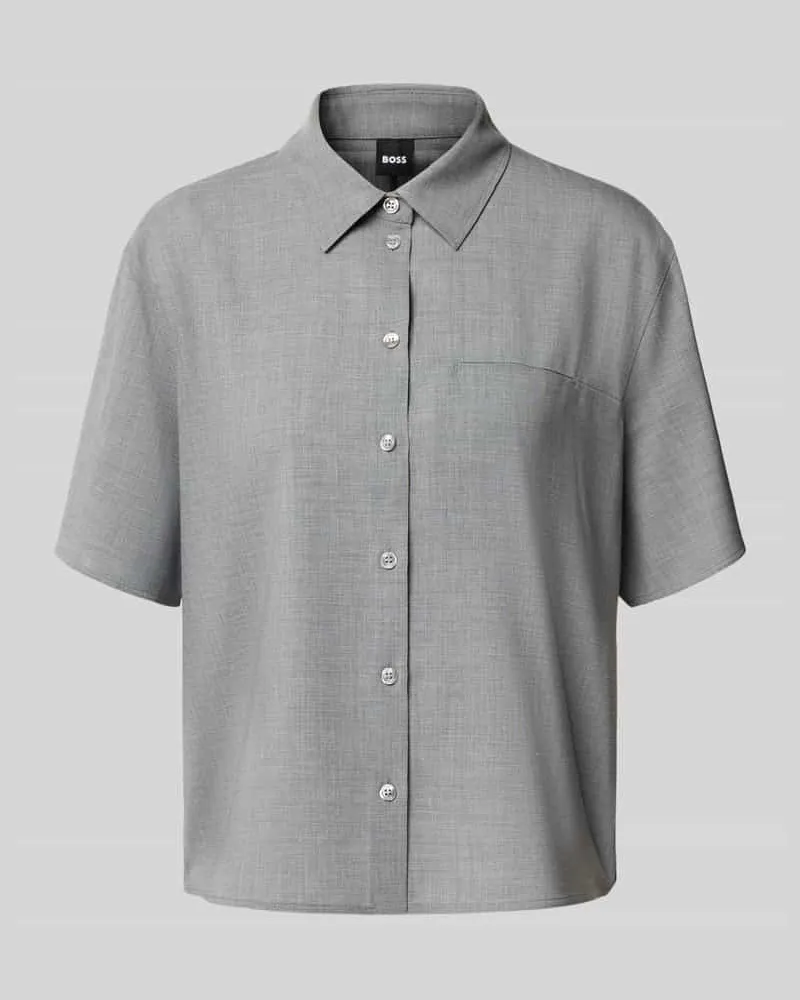 HUGO BOSS Comfort Fit Hemdbluse aus reiner Schurwolle Mittelgrau