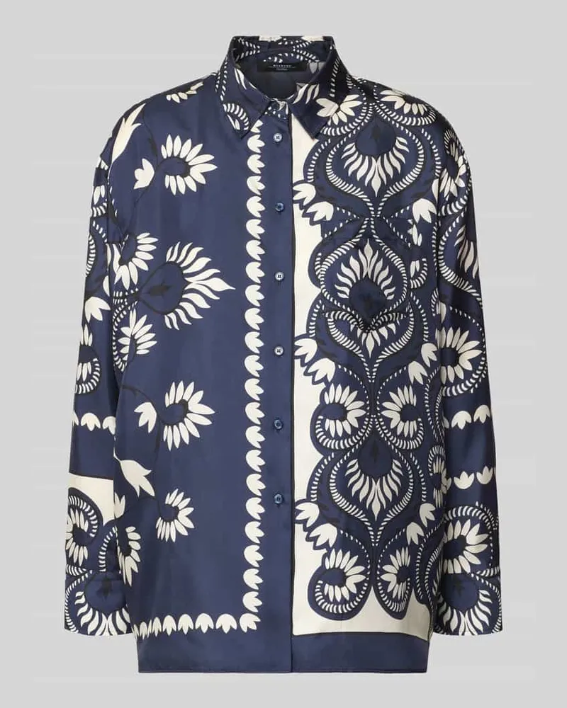 Max Mara Oversized Langarmbluse aus reinen Seide Modell 'LASTRA Marine