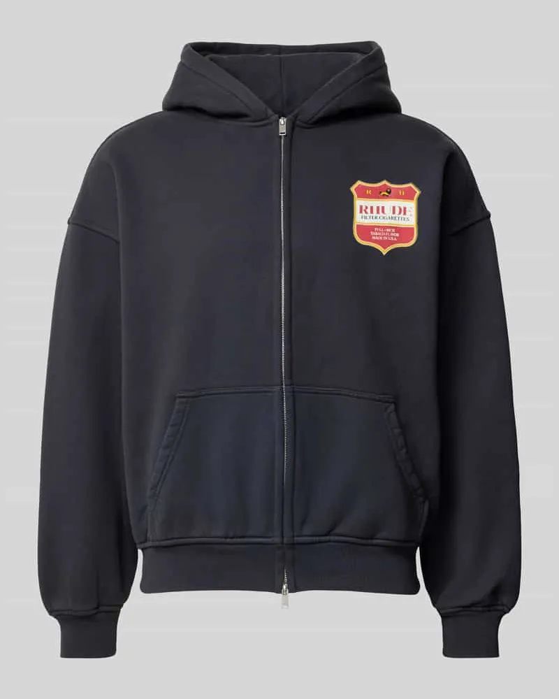 RHUDE Oversized Sweatjacke aus Baumwolle Black