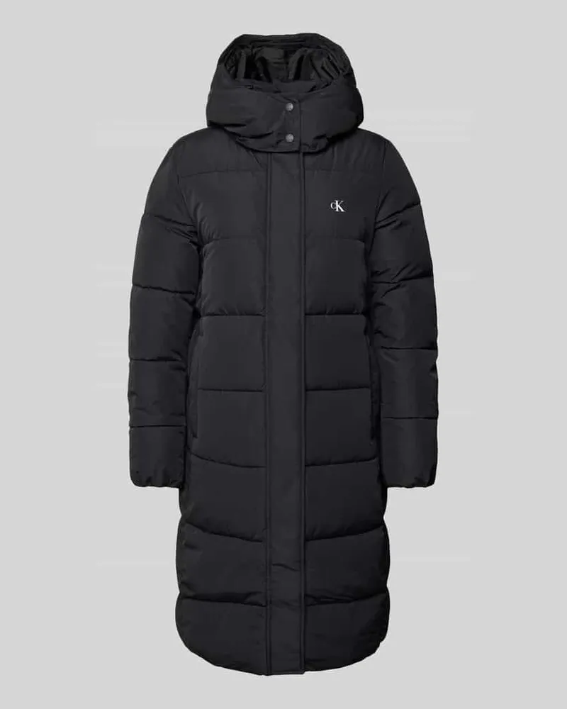 Calvin Klein Steppmantel mit Logo und Kapuze Black