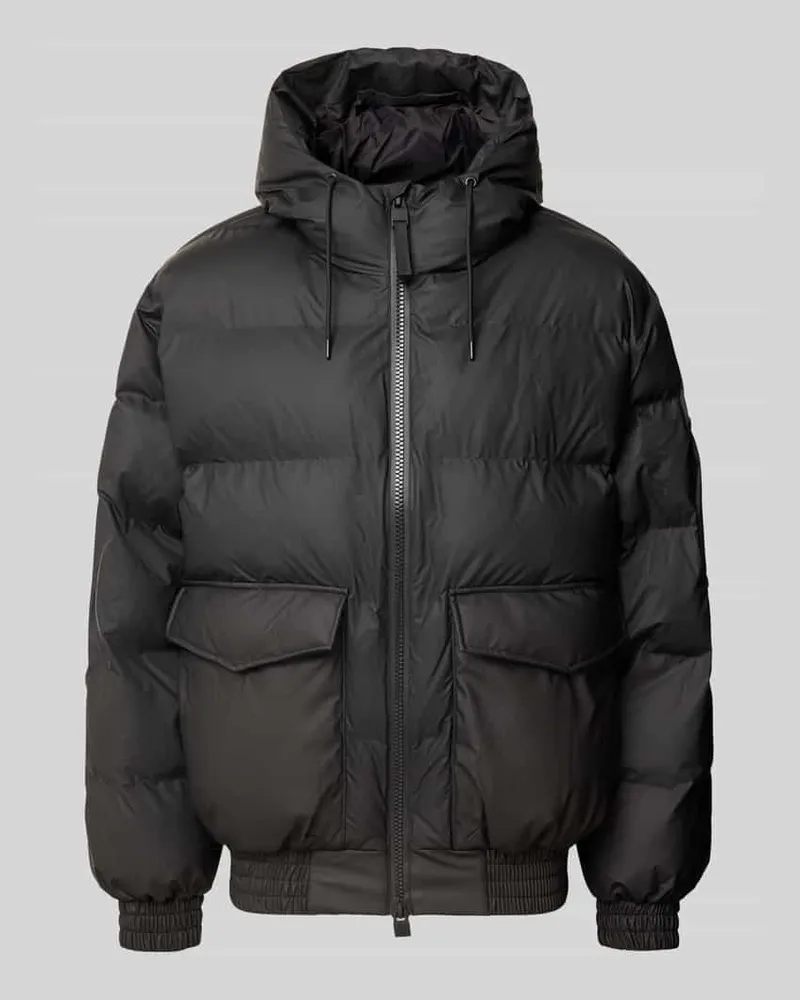 RAINS Steppjacke mit Kapuze und Pattentaschen Black