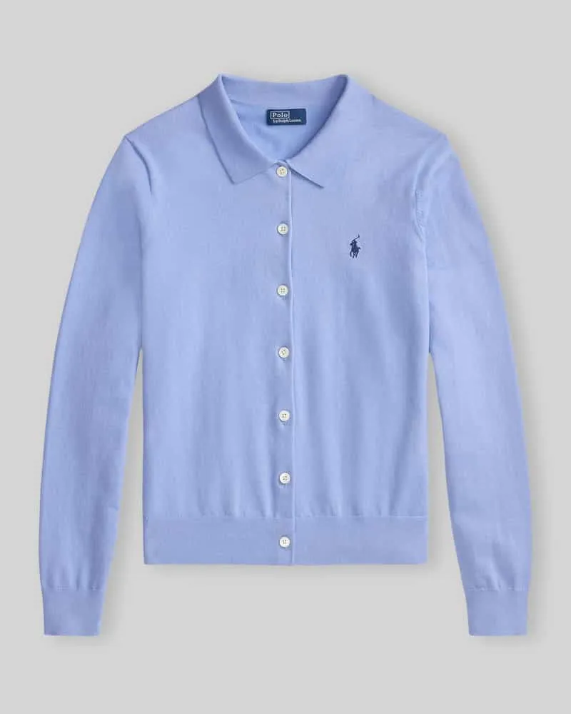 Ralph Lauren Regular Fit Strickjacke aus Baumwoll-Mix Hellblau