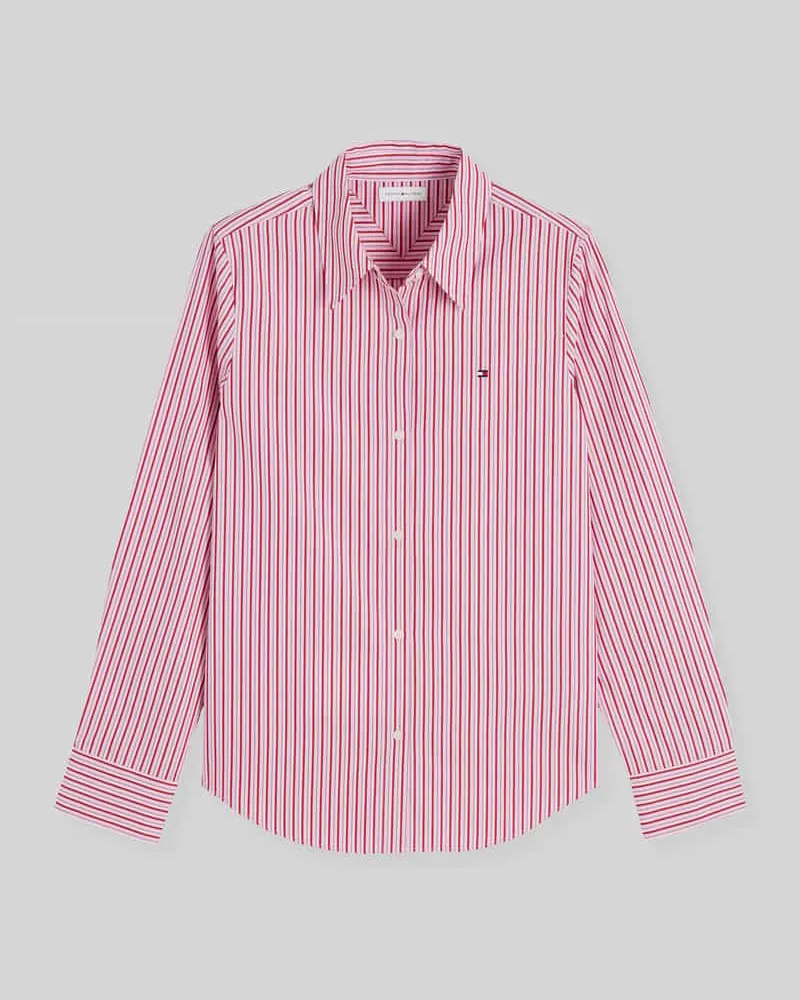 Tommy Hilfiger Regular Fit Langarmbluse aus reiner Baumwolle Pink