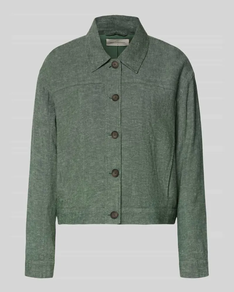 MOSS COPENHAGEN Jacke aus Leinen-Mix mit Kentkragen Modell 'Viana Ginia Khaki