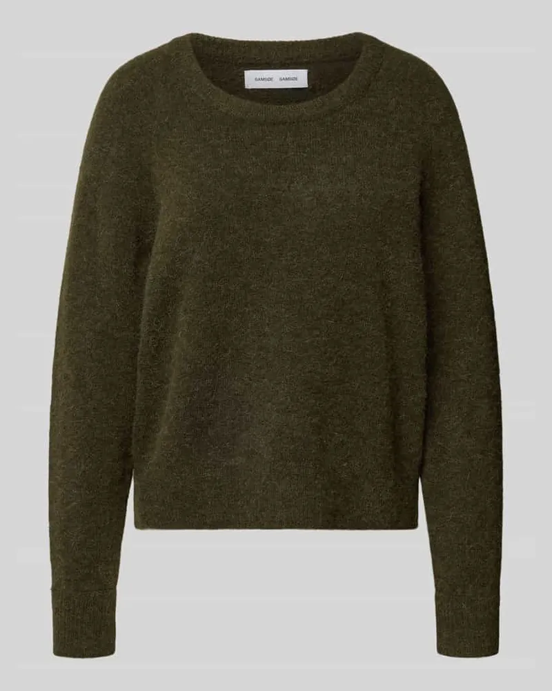 Samsøe & Samsøe Strickpullover aus Woll-Mix mit Rundhalsausschnitt Oliv