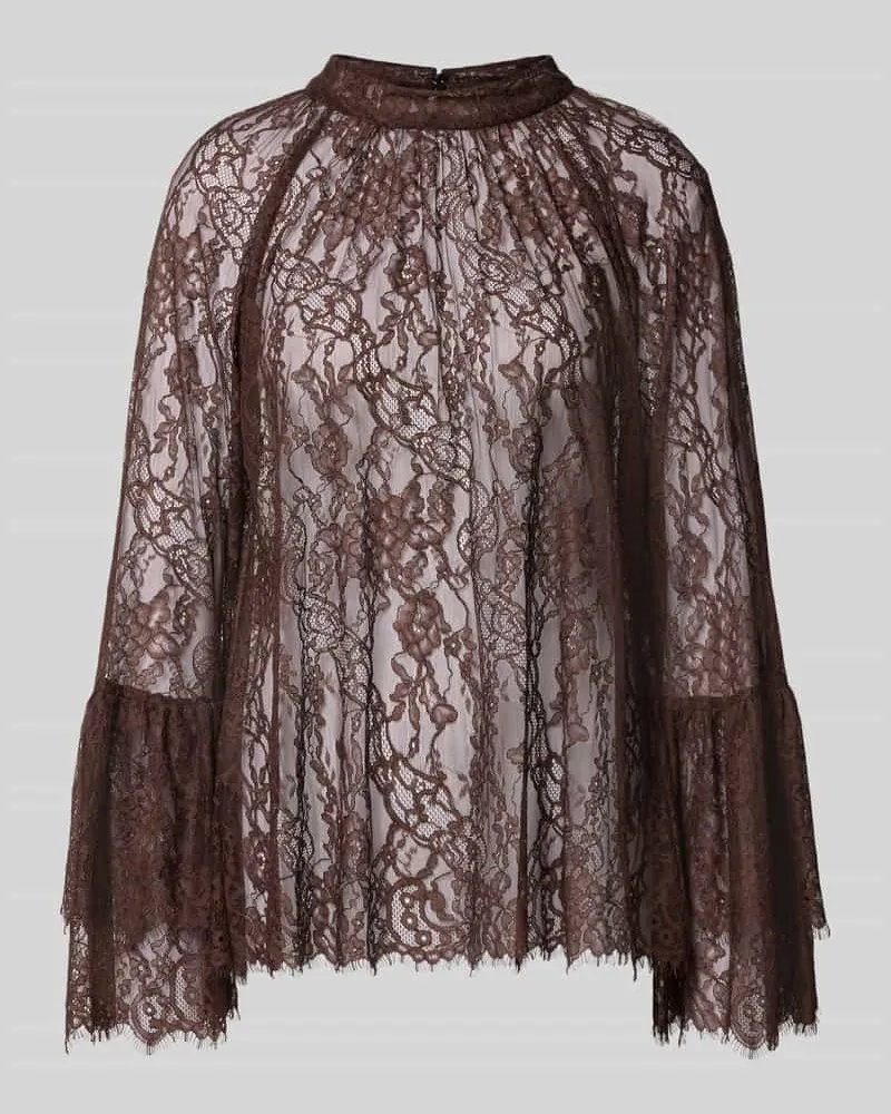 Vera Mont Relaxed Fit Bluse aus floraler Spitze Dunkelbraun