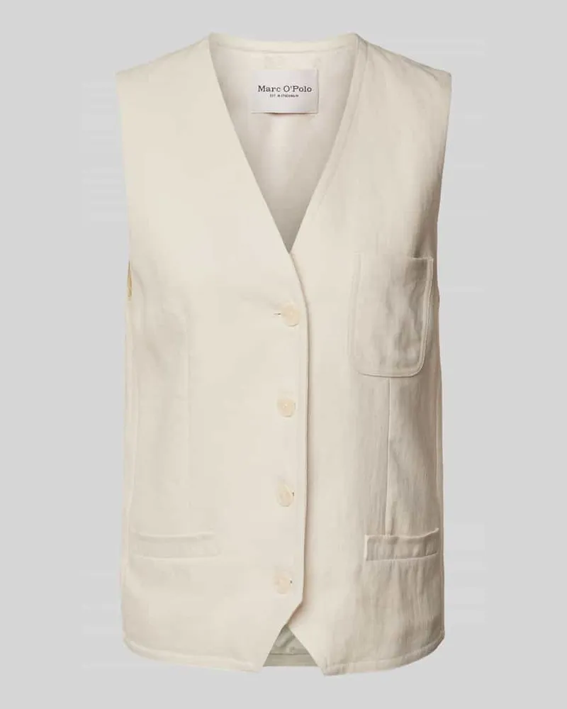 Marc O'Polo Regular Fit Anzugweste aus Leinen-Viskose-Mix Ecru