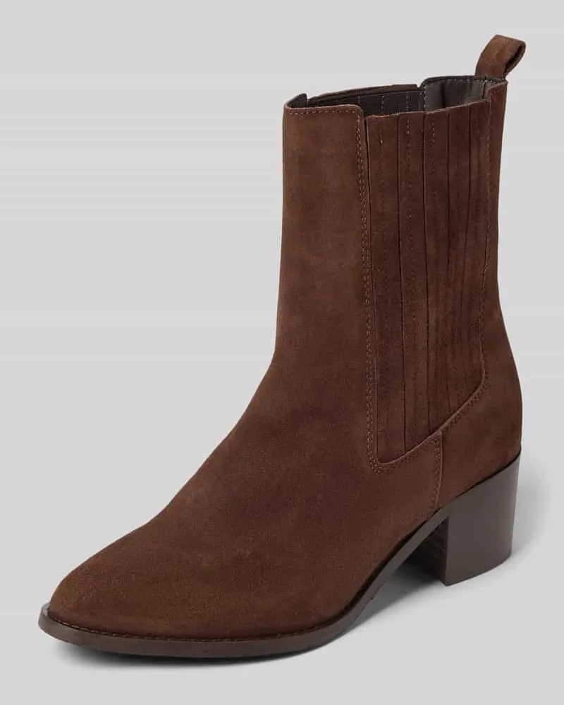 BIANCO. Stiefel aus echtem Leder in Velours-Optik Mittelbraun