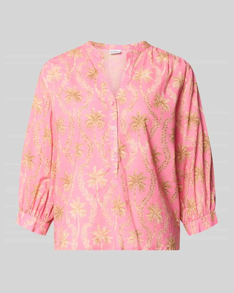 Emily van den Bergh Regular Fit Bluse mit floralem Allover-Print Rosa