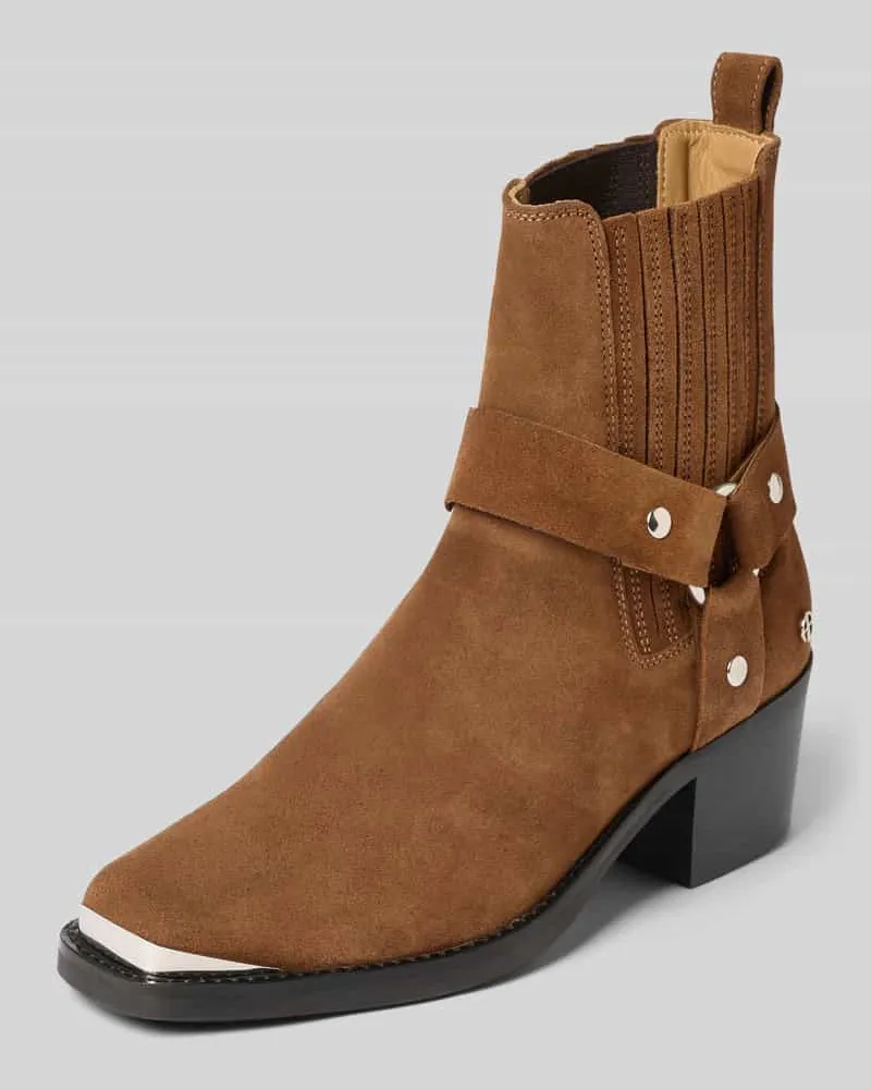 Anine Bing Boots aus Rindsnappa mit Metallkappe Dunkelbraun