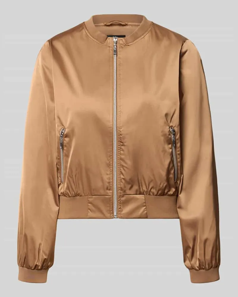 monari Jacke mit Rundhalsausschnitt und Reißverschlusstaschen Camel