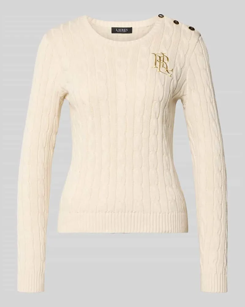 Ralph Lauren Strickpullover mit Label-Stitching und Knopfleiste Offwhite