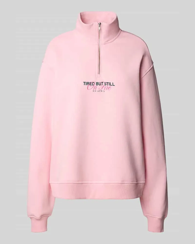 OH APRIL Sweatshirt mit Stehkragen und Reißverschluss Modell 'Georgia Hellrosa