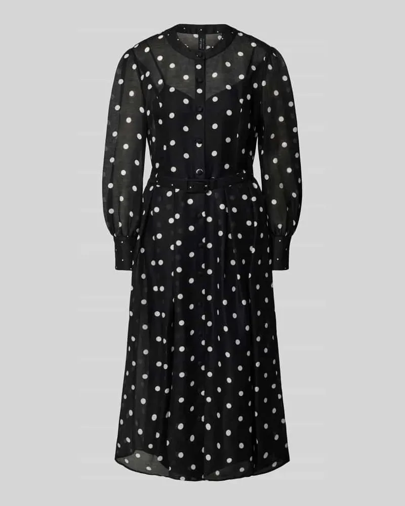 Marc Cain Midikleid aus Leinen-Seide-Mix mit Gürtel Black