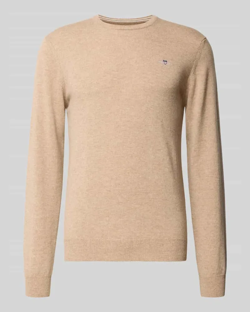 Gant Strickpullover mit gerippten Abschlüssen Sand