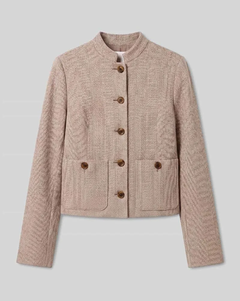 Calvin Klein Regular Fit Kurzblazer mit Label-Patch Hellbraun