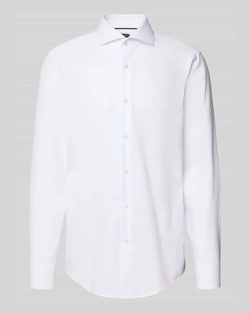 HUGO BOSS Slim Fit Businesshemd aus Baumwolle mit Kentkragen Modell 'HANK Weiss