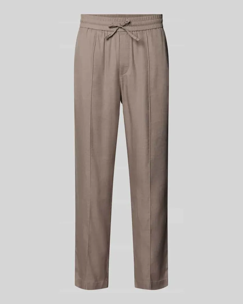 HUGO BOSS Straight Fit Schmale Hose aus Leinen-Lyocell-Mix Modell 'CINO Hellbraun