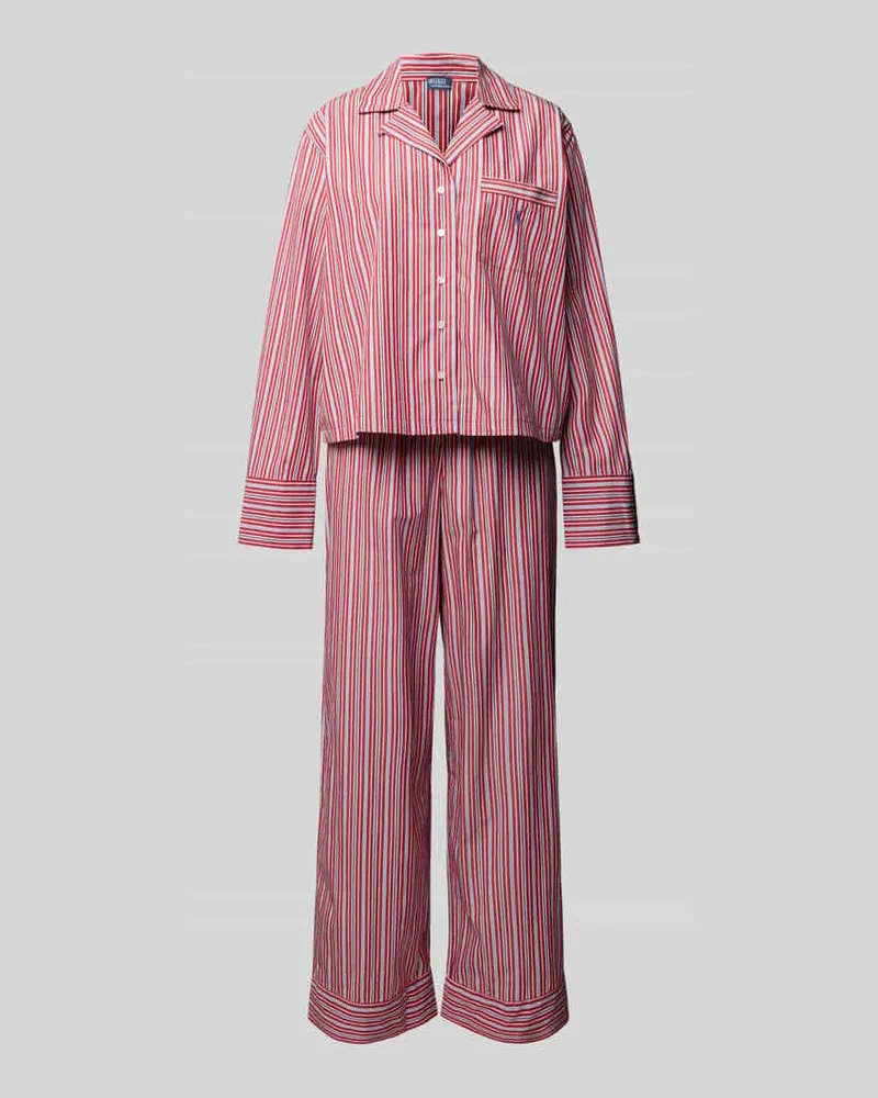 Ralph Lauren Loose Fit Pyjama-Set aus reiner Baumwolle Rot