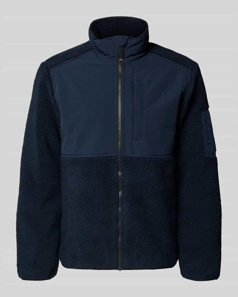 Tom Tailor Regular Fit Webpelzjacke mit Stehkragen Dunkelblau
