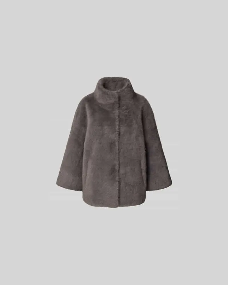 Juvia Jacke aus Kunstfell mit Stehkragen Dunkelgrau