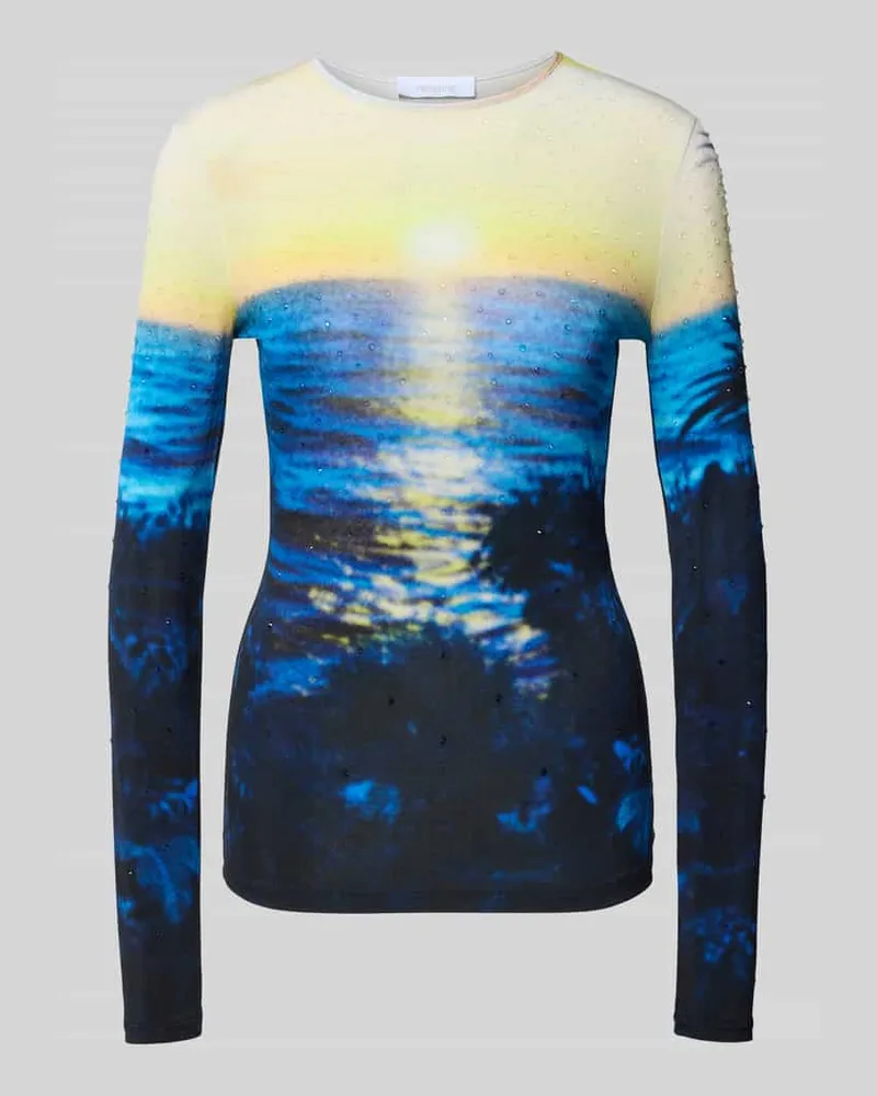 Paco Rabanne Slim Fit Longsleeve aus Viskose-Mix Bleu