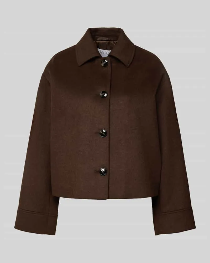 JAKE*S Relaxed Fit Jacke mit Woll-Anteil und Umlegekragen Dunkelbraun
