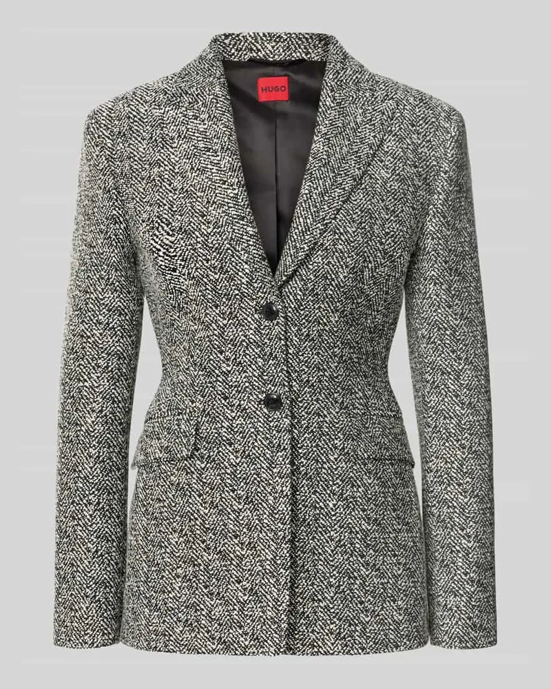 HUGO BOSS Regular Fit Longblazer mit 2-Knopf-Verschluss Modell 'Asmalla Black