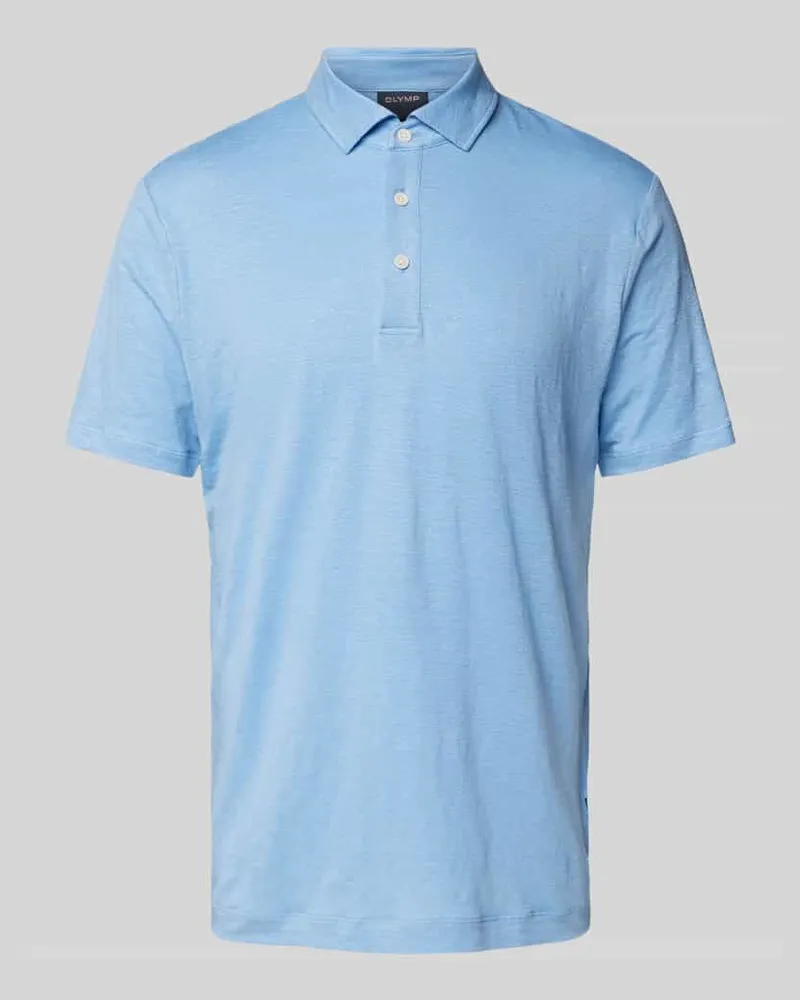 Olymp Regular Fit Poloshirt aus Leinen-Elasthan-Mix Bleu