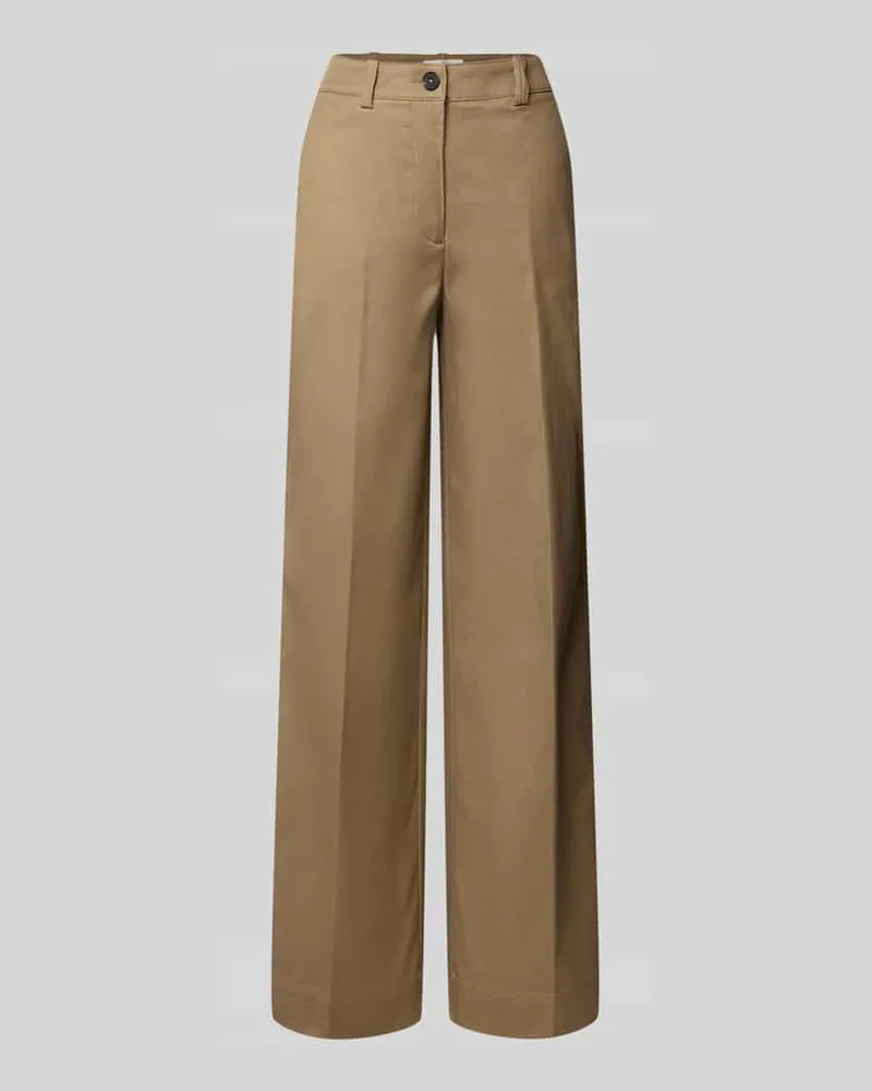Marc O'Polo Wide Leg Hose aus Baumwoll-Lyocell-Mix Beige