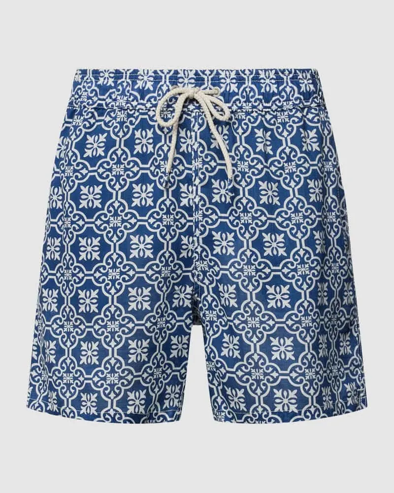 MC2 Saint Barth Badehose aus Leinen mit Allover-Muster Modell 'GUSTAVIA Marine