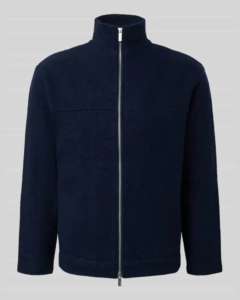 Selected Homme Regular Fit Cardigan aus reinem Woll-Bouclé Modell 'NEALY Dunkelblau