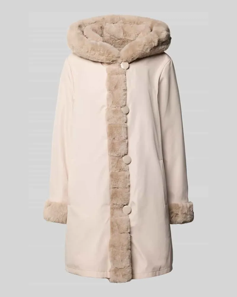 PETITE M. Wendejacke aus Webpelz mit Kapuze und Eingrifftaschen Ecru