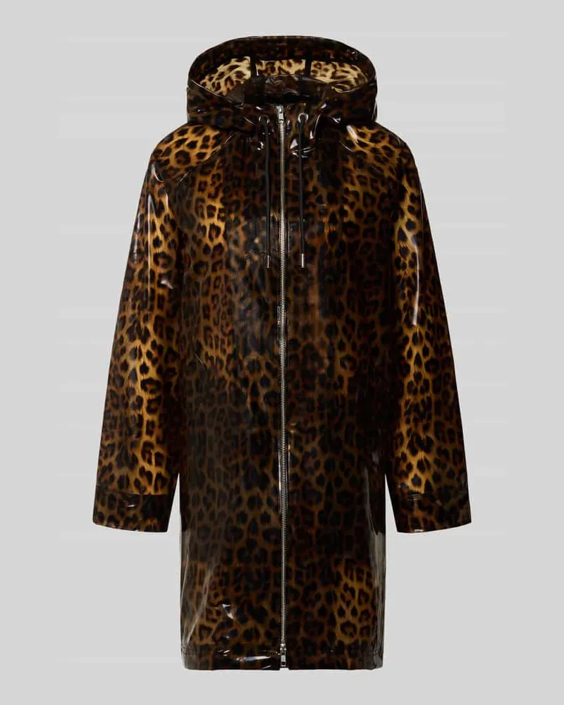 STAND Regular Fit Regenmantel mit Allover-Logo-Print Modell 'Nilla Hellbraun