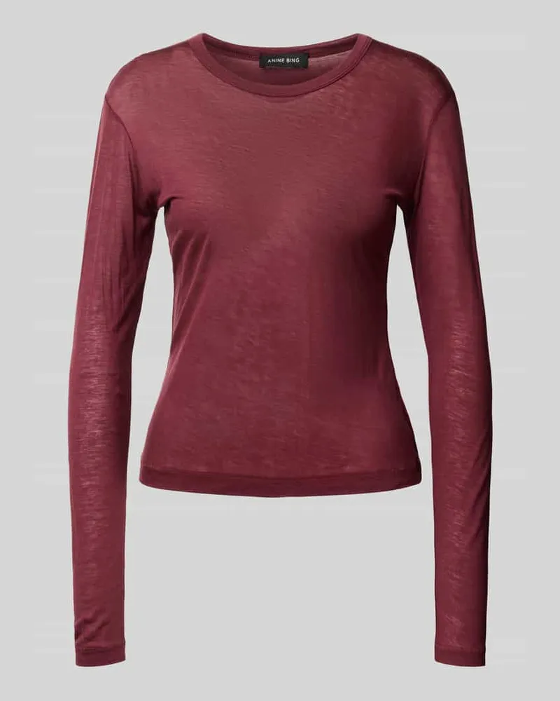 Anine Bing Langarmshirt aus Wolle mit Rundhalsausschnitt Bordeaux