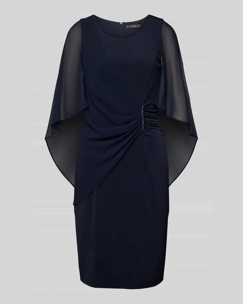 Vera Mont Knielanges Cocktailkleid mit seitlicher Raffung Dunkelblau