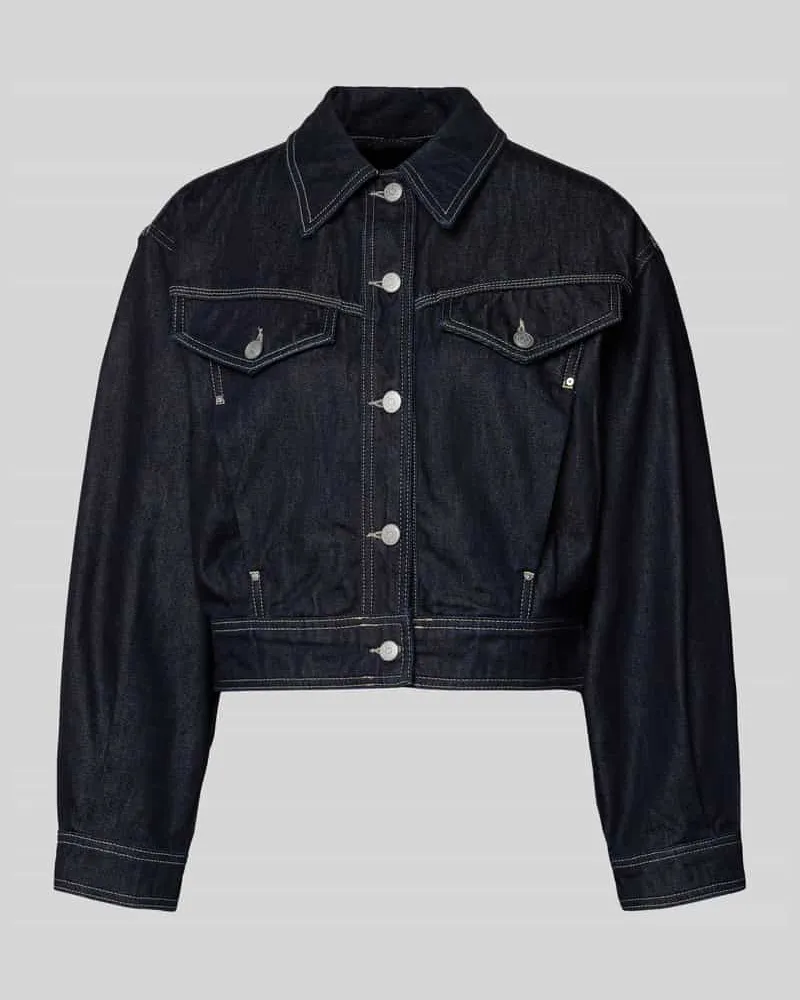 HUGO BOSS Regular Fit Jeansjacke aus Baumwoll-Lyocell-Mix Modell 'BOMBER TRUCKER 1.0 Dunkelblau