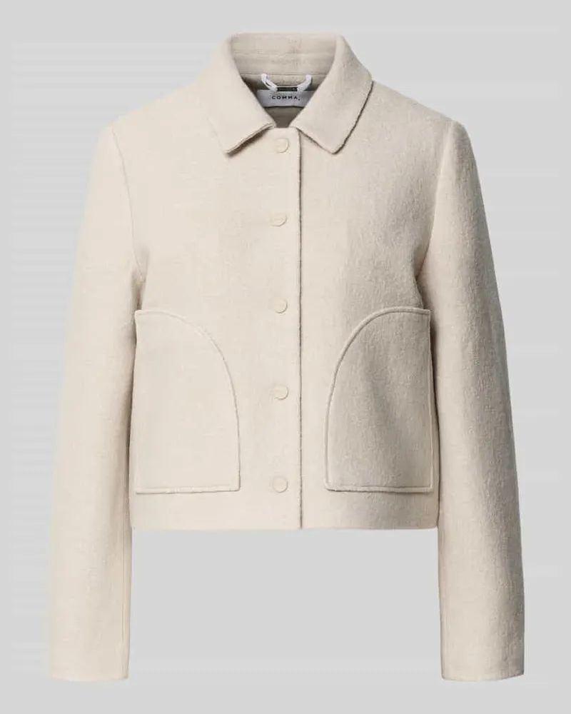 COMMA Regular Fit Blazer aus Viskose-Wolle-Mix Offwhite