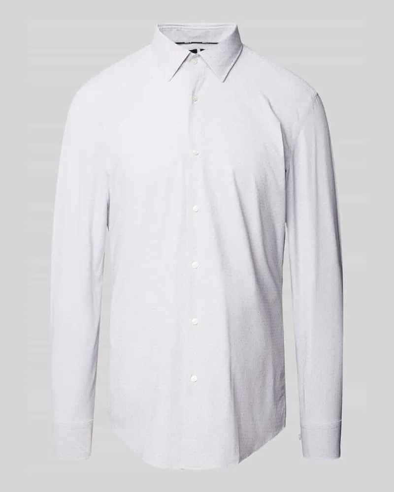 HUGO BOSS Slim Fit Business-Hemd mit Kentkragen Modell 'Hank Anthrazit