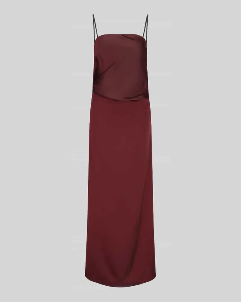 HUGO BOSS Abendkleid mit glitzernden Spaghettiträgern Bordeaux