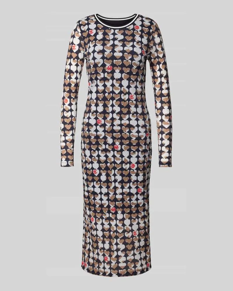 Marc Cain Midikleid mit geripptem Rundhalsausschnitt Marine