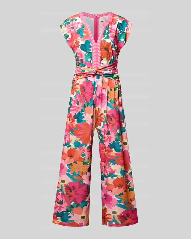 Vera Mont Jumpsuit im Allover-Look mit Knotendetail Pink