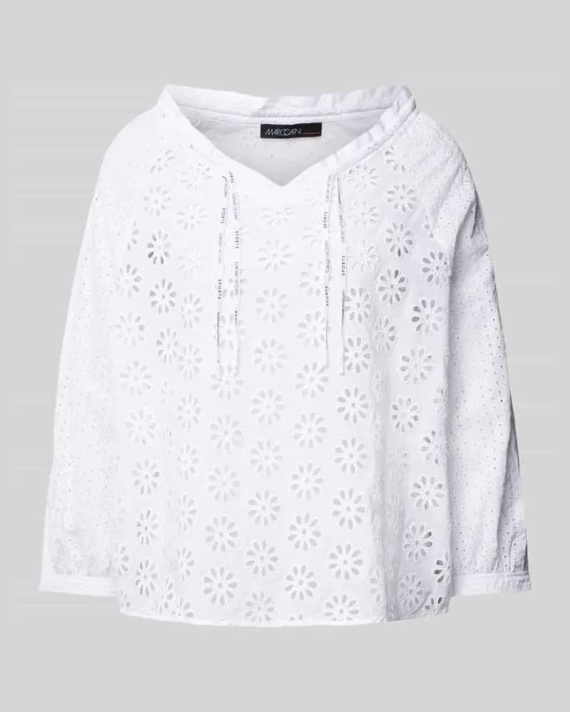 Marc Cain Blusenshirt mit Lochstickerei Weiss