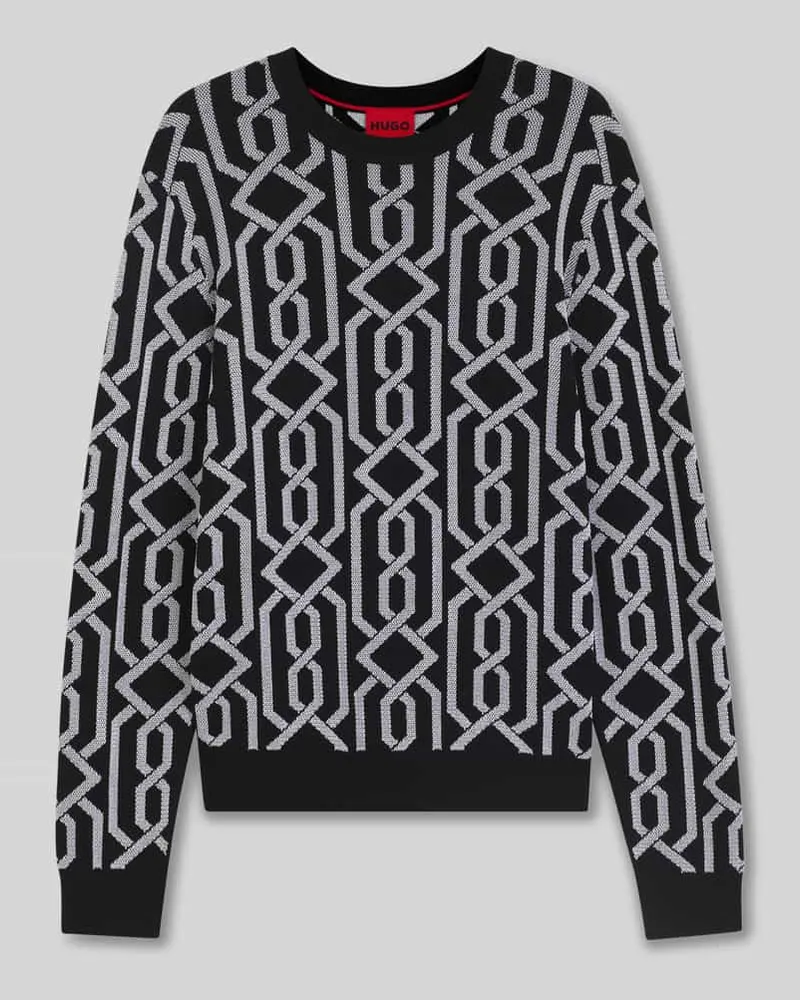 HUGO BOSS Regular Fit Strickpullover aus Viskose-Mix Modell 'SOUVAWN Black