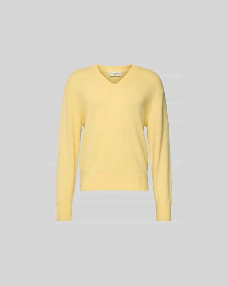 Officine Generale Kaschmirpullover in Strick-Optik Hellgelb