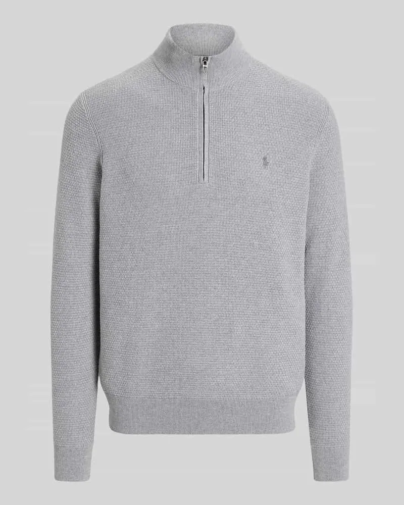 Ralph Lauren Regular Fit Troyer aus Baumwoll-Mix mit Logo-Stitching Hellgrau