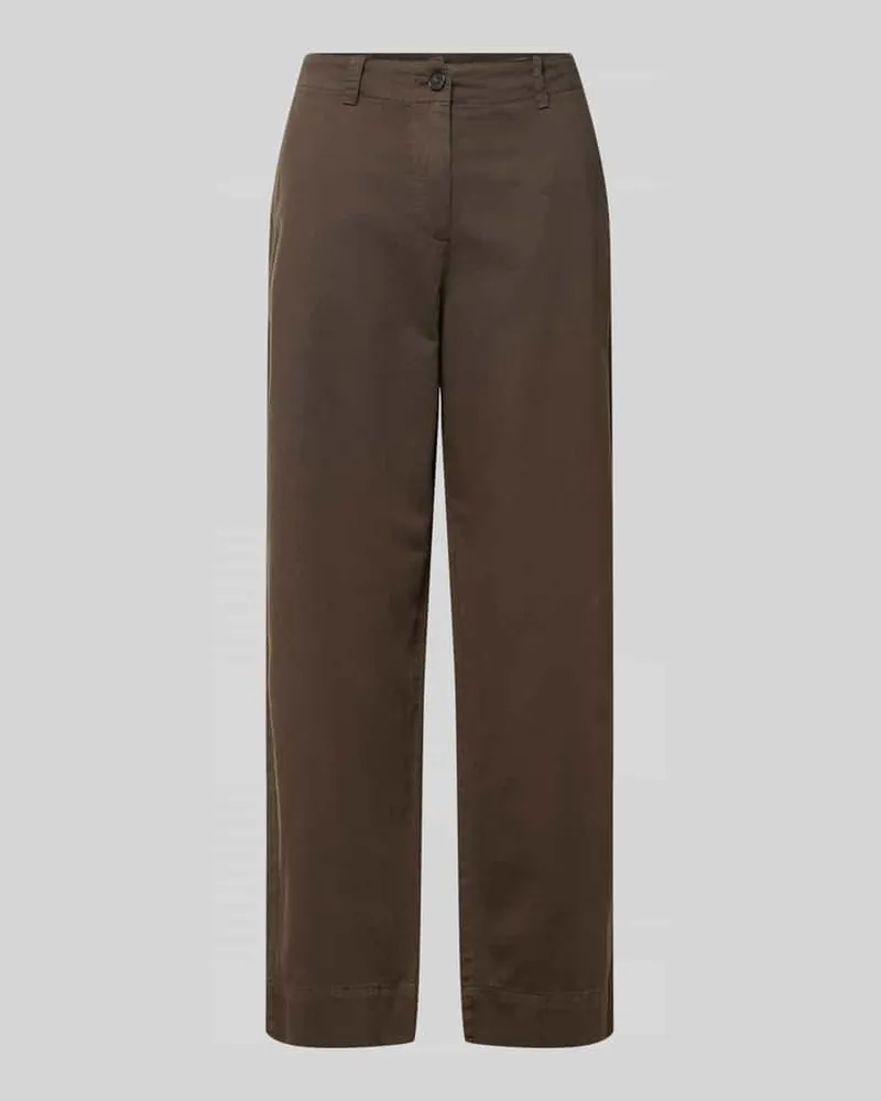 Marc O'Polo Regular Fit Weite Hose aus Baumwoll-Lyocell-Leinen-Mix Mittelbraun