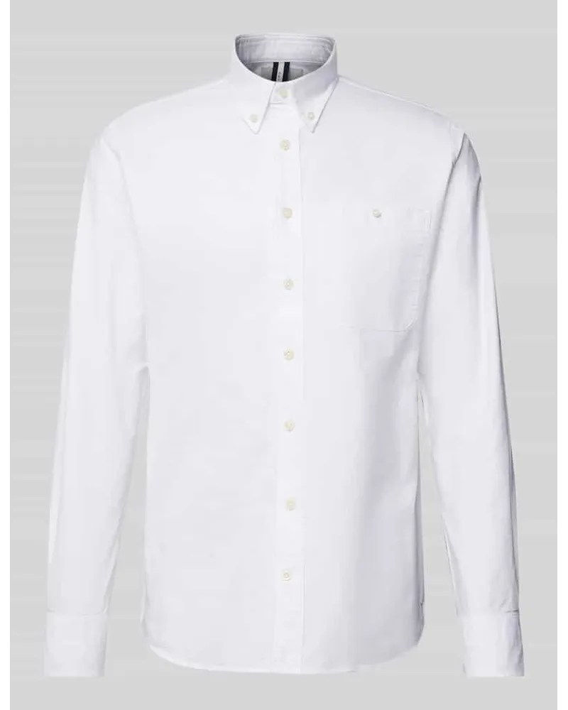 Profuomo Slim Fit Business-Hemd mit Button-Down-Kragen Weiss