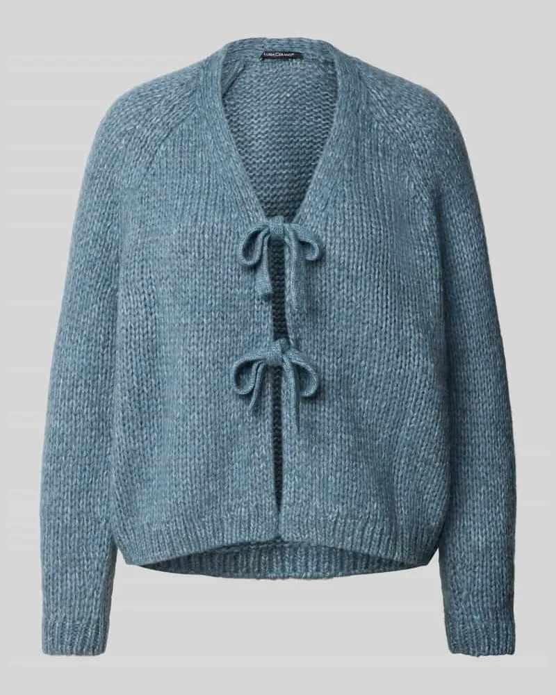 Luisa Cerano Strickjacke mit Schnürverschluss Rauchblau