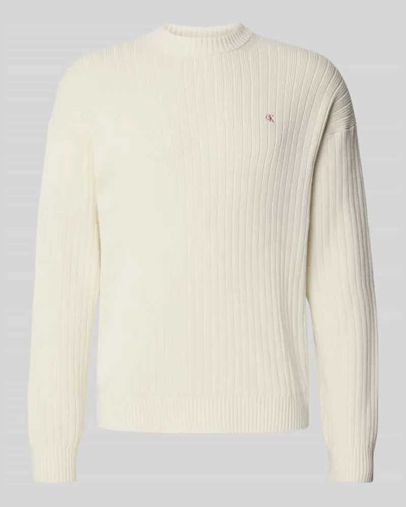 Calvin Klein Oversized Strickpullover mit gerippten Abschlüssen Offwhite
